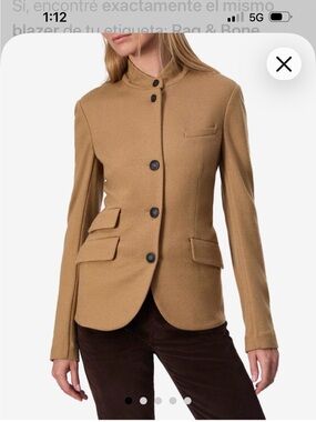 rag & bone Camel Stand-Collar Wool Blazer